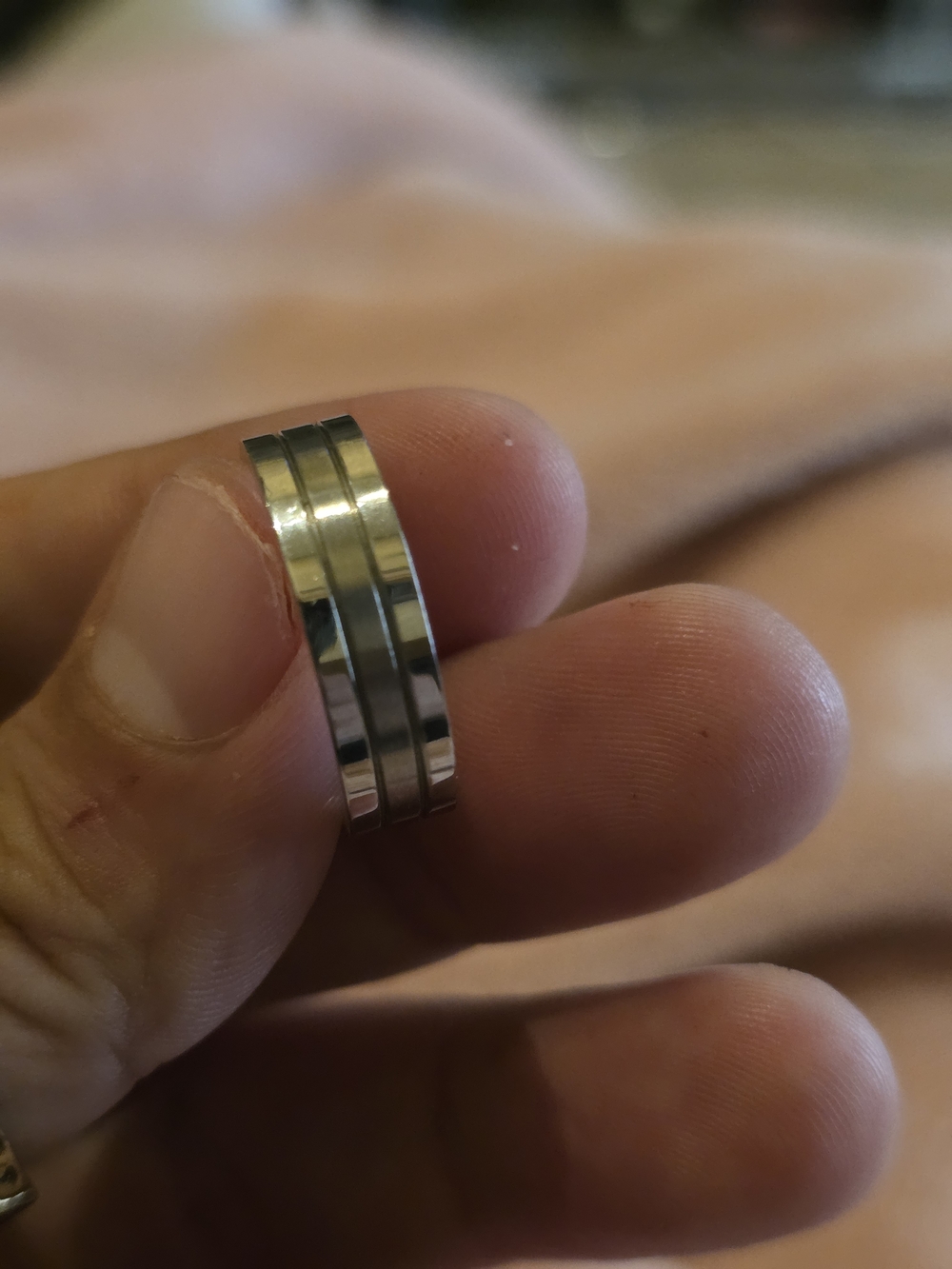 Triple Band Polished Silver Tone Ring